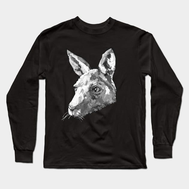 Black and White Kangaroo Long Sleeve T-Shirt by mailsoncello